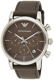 Emporio Armani Classic Chronograph Brown Dial Brown Leather Strap Watch For Men - AR1734