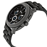 Fossil Machine Chronograph Black Dial Black Silicone Strap Watch for Men - FS4487