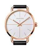 Calvin Klein Even White Dial Black Leather Strap Watch for Women - K7B216C6