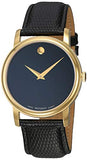 Movado Museum Black Dial Black Leather Strap Watch For Men - 2100005