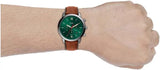 Fossil Neutra Chronograph Green Dial Brown Leather Strap Watch for Men - FS5735