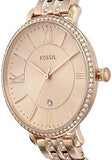 Fossil Jacqueline Rose Gold Dial Rose Gold Steel Strap Watch for Women - ES3546