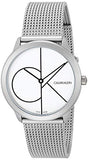 Calvin Klein Minimal White Dial Silver Mesh Bracelet Watch for Women - K3M5215X