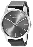 Calvin Klein City Black Dial Black Leather Strap Watch for Men - K2G21107