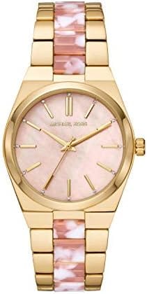 Michael Kors Channing Quartz Mother of Pearl Pink Dial Two Tone Steel Strap Watch For Women - MK6650