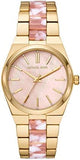 Michael Kors Channing Quartz Mother of Pearl Pink Dial Two Tone Steel Strap Watch For Women - MK6650