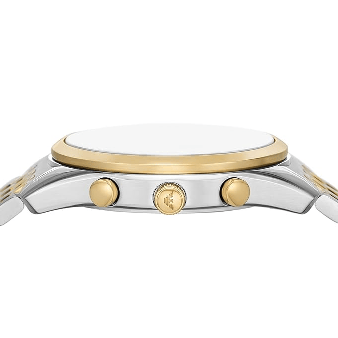 Emporio Armani Classic White Dial Two Tone Steel Strap Watch for Men  - AR11603