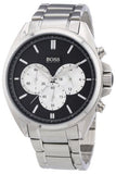 Hugo Boss Driver Black Dial Silver Steel Strap Watch for Men - 1512883