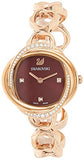 Swarovski Crystal Flower Red Dial Rose Gold Steel Strap Watch for Women - 5552783