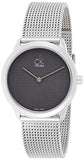 Calvin Klein Minimal Grey Dial Silver Mesh Bracelet Watch for Women - K3M2212X