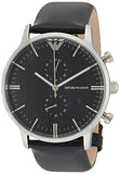 Emporio Armani Gianni Chronograph Black Dial Black Leather Strap Watch For Men - AR0397