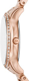 Michael Kors Sage Three-Hand Crystals Mother of Pearl Dial Rose Gold Steel Strap Watch for Women - MK4823