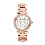 Michael Kors Parker White Dial Rose Gold Steel Strap Watch for Women - MK5616