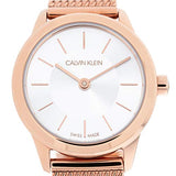 Calvin Klein Minimal White Dial Rose Gold Mesh Bracelet Watch for Women - K3M23626