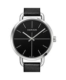 Calvin Klein Even Black Dial Black Leather Strap Watch for Women  - K7B231CZ