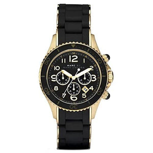 Marc Jacobs Rock Chronograph Black Dial Black Silicone Strap Watch for Women - MBM2552