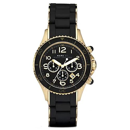 Marc Jacobs Rock Chronograph Black Dial Black Silicone Strap Watch for Women - MBM2552