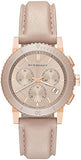 Burberry The City Chronograph Rose Gold Dial Beige Leather Strap Watch For Women - BU9702