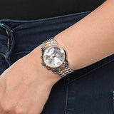 Guess Mini Sunrise Analog Silver Dial Two Tone Steel Strap Watch For Women - W0448L4