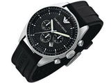 Emporio Armani Sportivo Chronograph Black Dial Black Rubber Strap Watch For Men - AR0527