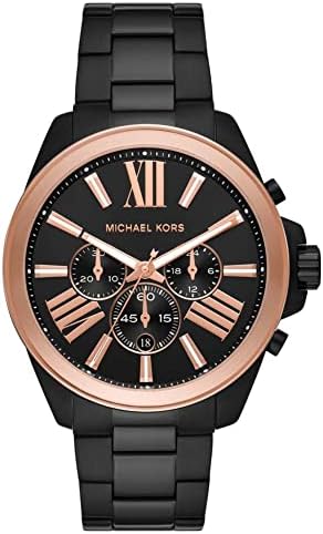 Michael Kors Wren Chronograph Black Dial Black Steel Strap Watch For Men - MK8933