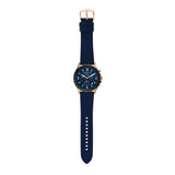 Fossil Forrester Chronograph Blue Dial Blue Leather Strap Watch for Men - FS5814