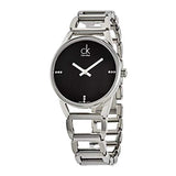 Calvin Klein Stately Black Dial Silver Steel Strap Watch for Women - K3G2312S