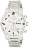 Hugo Boss Aeroliner Chronograph White Dial Silver Steel Strap Watch for Men - 1513182