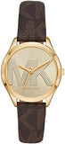 Michael Kors Jaycie Three Hand Gold Dial Brown Leather Strap Watch for Women - MK2862