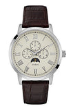 Guess Delancy Quartz White Dial Brown Leather Strap Watch For Men - W0870G1