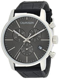 Calvin Klein City Chronograph Black Dial Black Leather Strap Watch for Men - K2G271C3