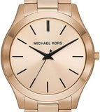 Michael Kors Slim Runway Three-Hand Gold Dial Gold Steel Strap Watch for Women - MK9122