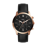 Fossil Neutra Chronograph Black Dial Black Leather Strap Watch for Men - FS5381