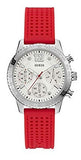 Guess Marina Chronograph Quartz White Dial Red Rubber Strap Watch for Women - W1025L2