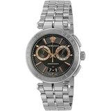 Versace Aion Chronograph Analog Black Dial Silver Steel Strap Watch For Men - VE1D01019