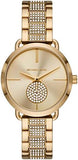 Michael Kors Portia Three-Hand Crystals Gold Dial Gold Steel Strap Watch for Women - MK4602