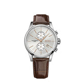 Hugo Boss Jet Chronograph Quartz Silver Dial Brown Leather Strap Watch For Men - HB1513280