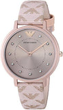 Emporio Armani Kappa Quartz Rose Gold Dial Pink Leather Strap Watch For Women - AR11010