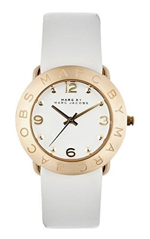 Marc Jacobs Amy White Dial White Leather Strap Watch for Women - MBM1150