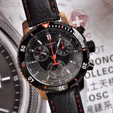 Tissot T Sport PRS 200 Chronograph Grey Dial Black Leather Strap Watch For Men - T067.417.26.051.00