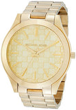 Michael Kors Slim Runway Gold Dial Gold Steel Strap Watch for Women - MK3335