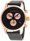 Calvin Klein City Chronograph Black Dial Black Leather Strap Watch for Men - K2G17TC1