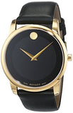 Movado Museum Black Dial Black Leather Strap Watch For Men - 606876