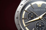 Versace Classic Chronograph Quartz Black Dial Silver Steel Strap Watch For Men - VEV700419