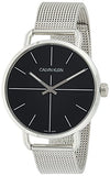 Calvin Klein Even Black Dial Silver Mesh Bracelet Watch for Women - K7B23121