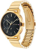 Tommy Hilfiger Brooke Black Dial Gold Steel Strap Watch for Women  - 1782019