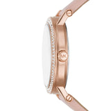 Michael Kors Corey Analog Rose Gold Dial Pink Leather Strap Watch For Women - MK2987