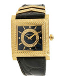 Versace VD-25 Diamonds Black Dial Black Leather Strap Watch for Women - VQF020015