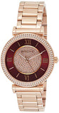 Michael Kors Caitlin Red Dial Rose Gold Stainless Steel Strap Watch for Women - MK3377