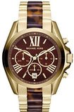 Michael Kors Bradshaw Chronograph Brown Dial Two Tone Steel Strap Watch For Women - MK5696